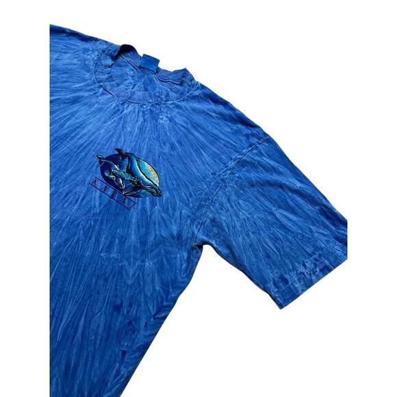 VTG Crazy Shirts Hawaii Maui Wale Men Sz Large Blue  Dolphins Tie Dye Y2K Retro - Picture 7 of 11